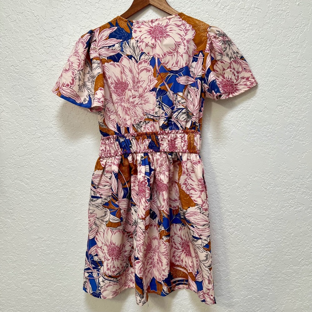 Band of the Free Floral Smocked Waist Mini Dress Pink S Boho Summer Festival - Picture 7 of 7